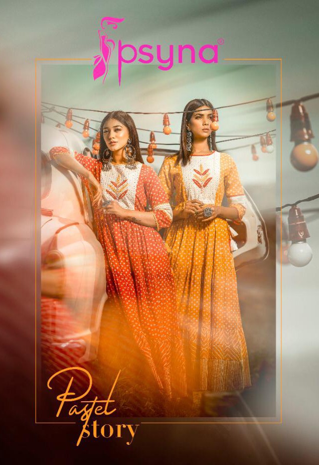 Psyna Pastel Story Rayon Classic Trendy Gown Look Kurti Catalog