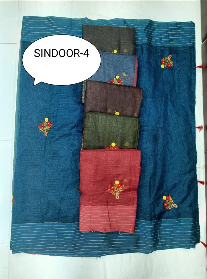 Manidhari Saree Sindoor-4 Embroidered Cotton Silk Saree