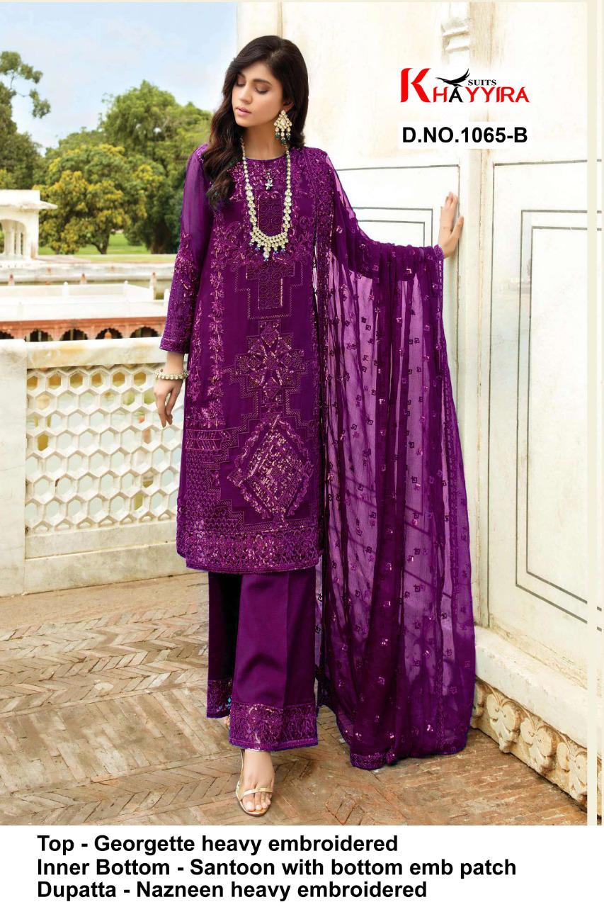 Khayyira Suits Series 1065b-1065d Georgette Pakistani Suit