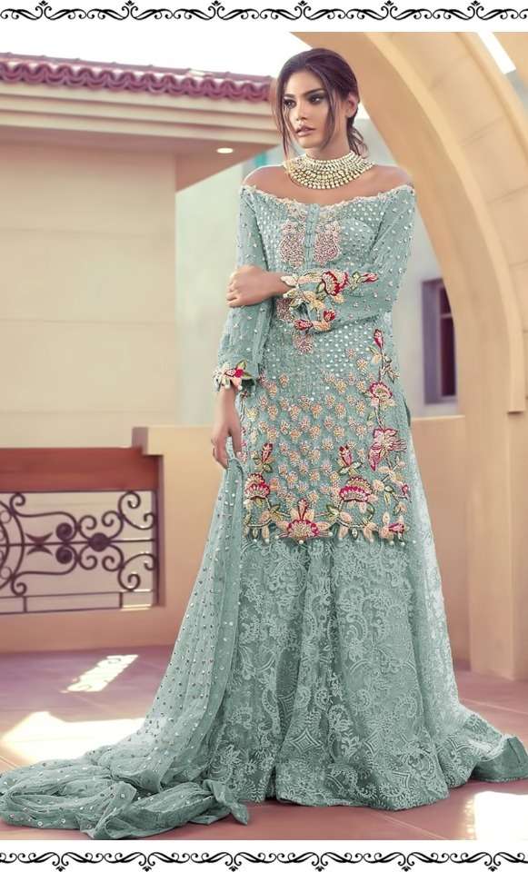 Ramsha Imrozia Nx Net Embroidery Party Wear Elegant Long Suits