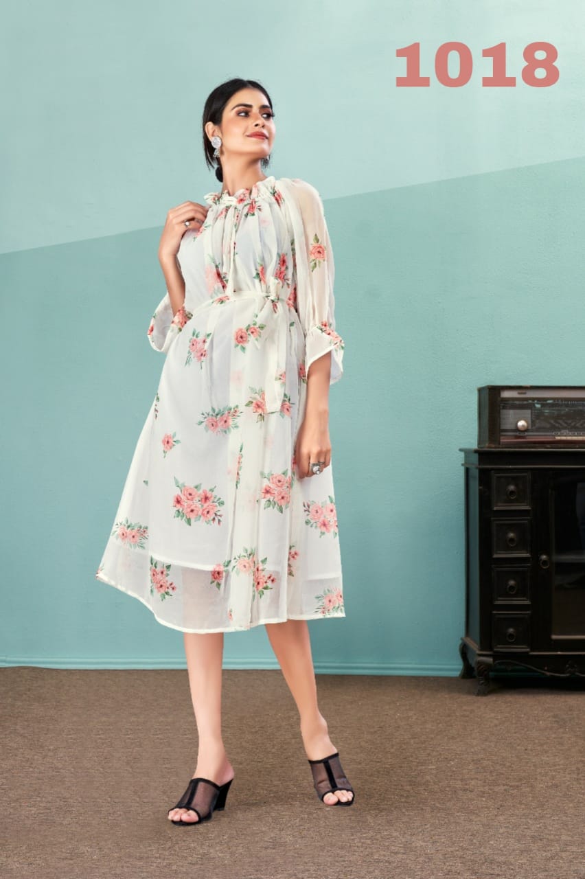 Bt-20 Designer Pure Georgette Kurti With Inner Santoon