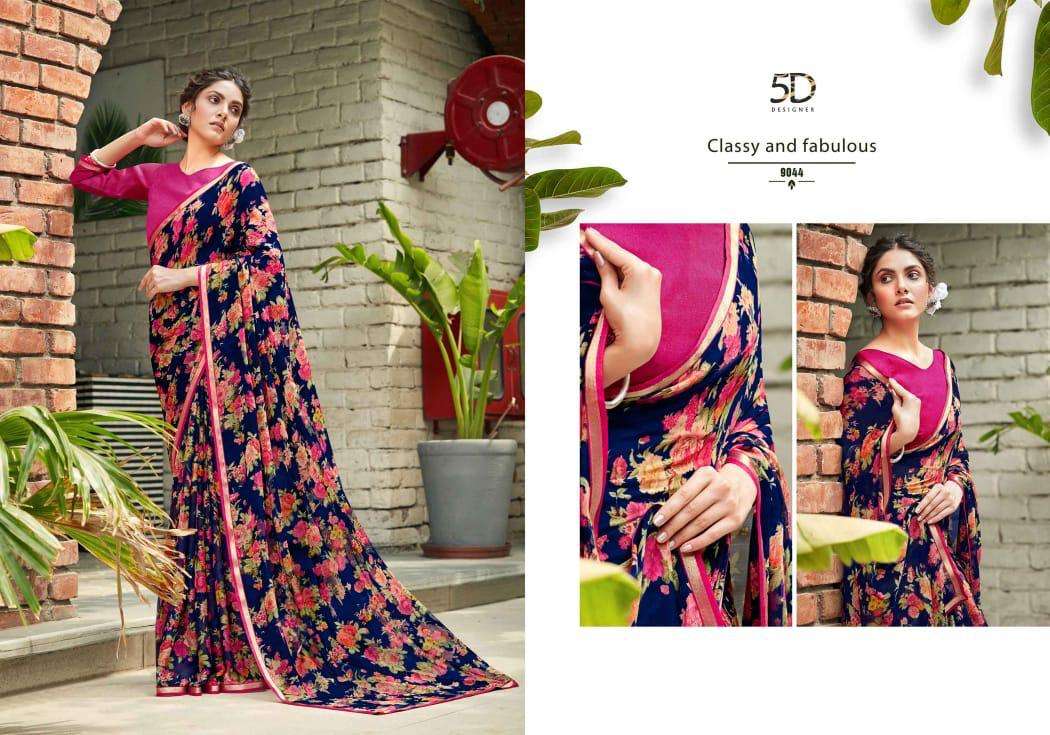 5d Designer Kia Vol-3 Chiffon Printed Casual Wear Sarees