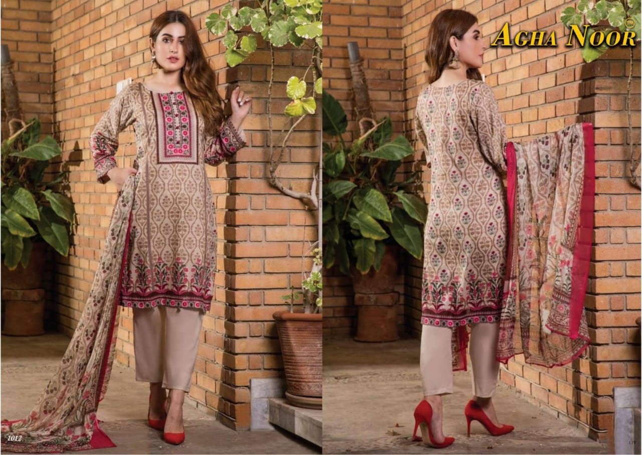 Agha Noor Vol-2 Luxury Lawn Collection Series 1011-1020 Lawn Cotton Suit
