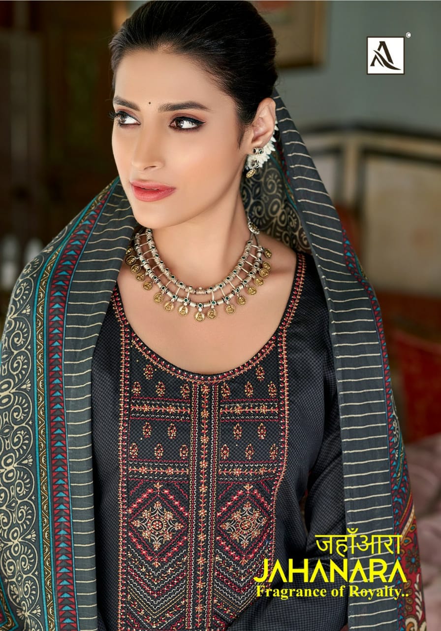 Alok Suit Jahanara Series 58001-58010 Pure Jam Self Print Suit