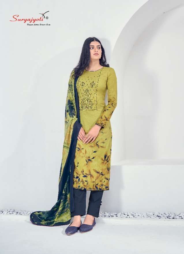 Suryajyoti Shaded Vol-4 Series 4001-4009 Satin Cotton With Work Suit