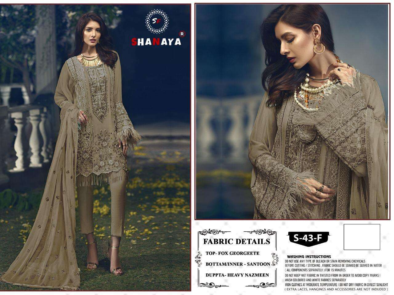 Rose S 43 Vol 2 By Shanaya Georgette Handwork Pakistani Suits