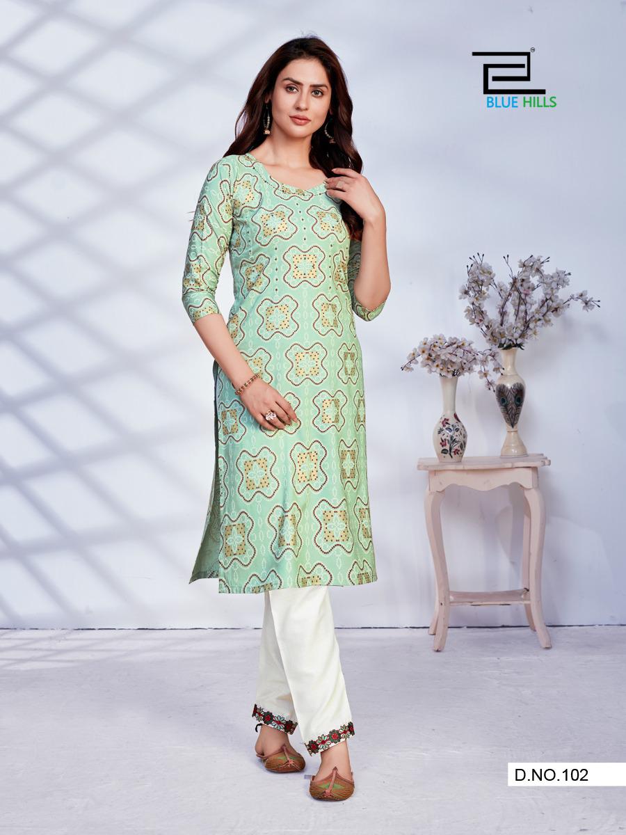 Bandhani Nx Designer 14 Kg Rayon Kurti With Pant