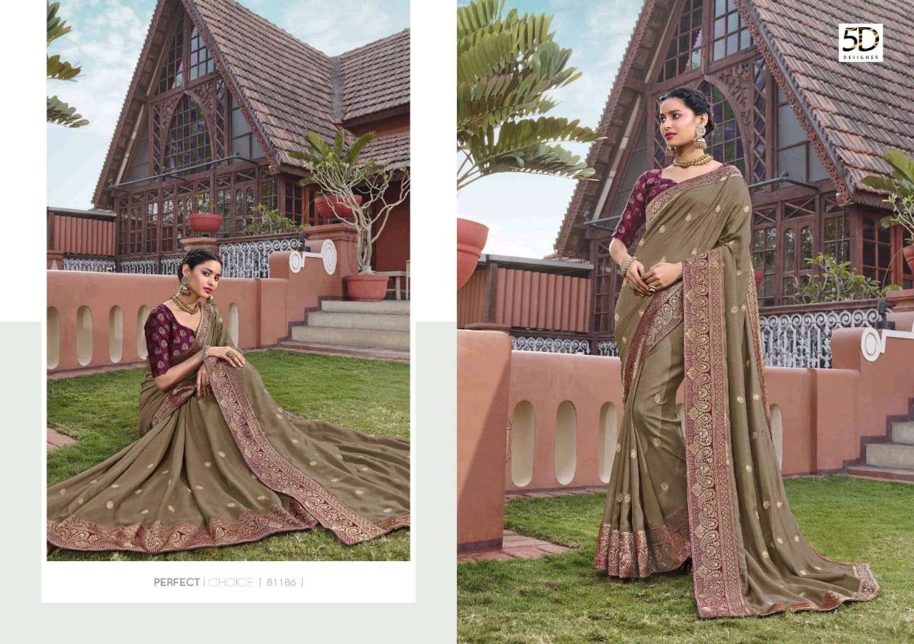 5d Nisha Series 81181-81188 Vichitra Silk Jari Work Saree