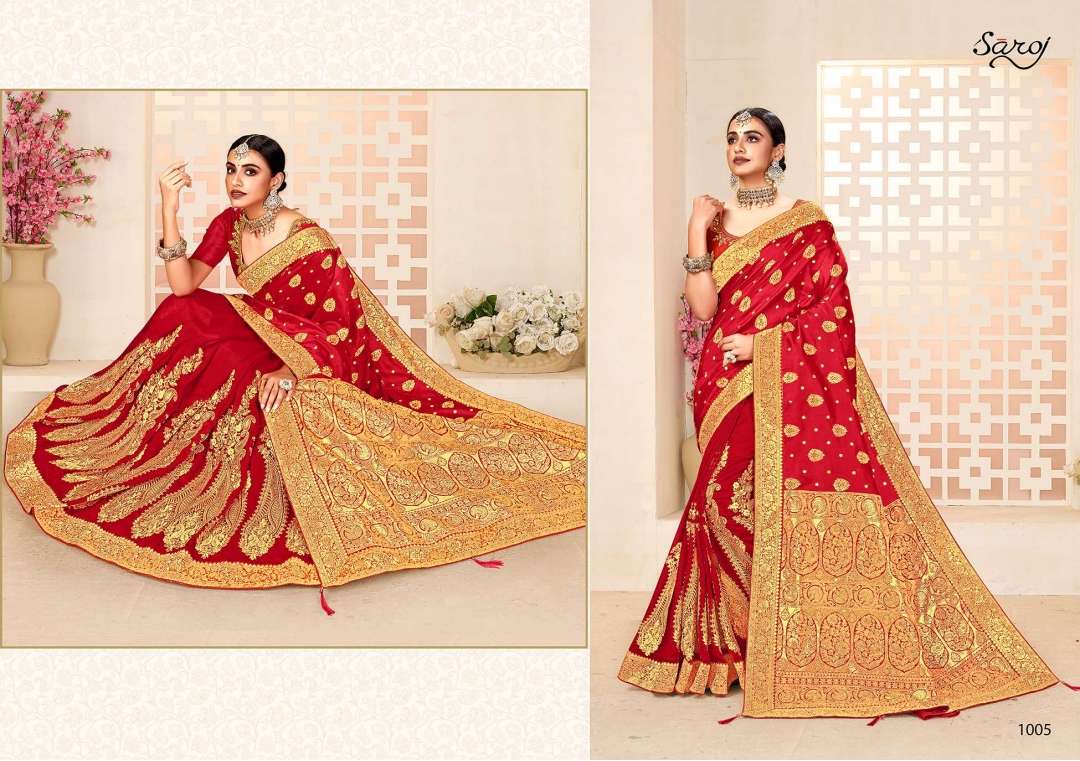 Saroj Annika Series 1001-1006 Banarasi Silk Red Colour Special Saree