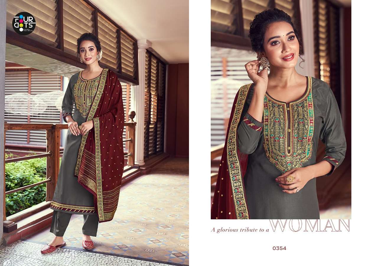 Fourdots Manjari Vol-4 Series 0351-0354 Silk Embroidery Suit