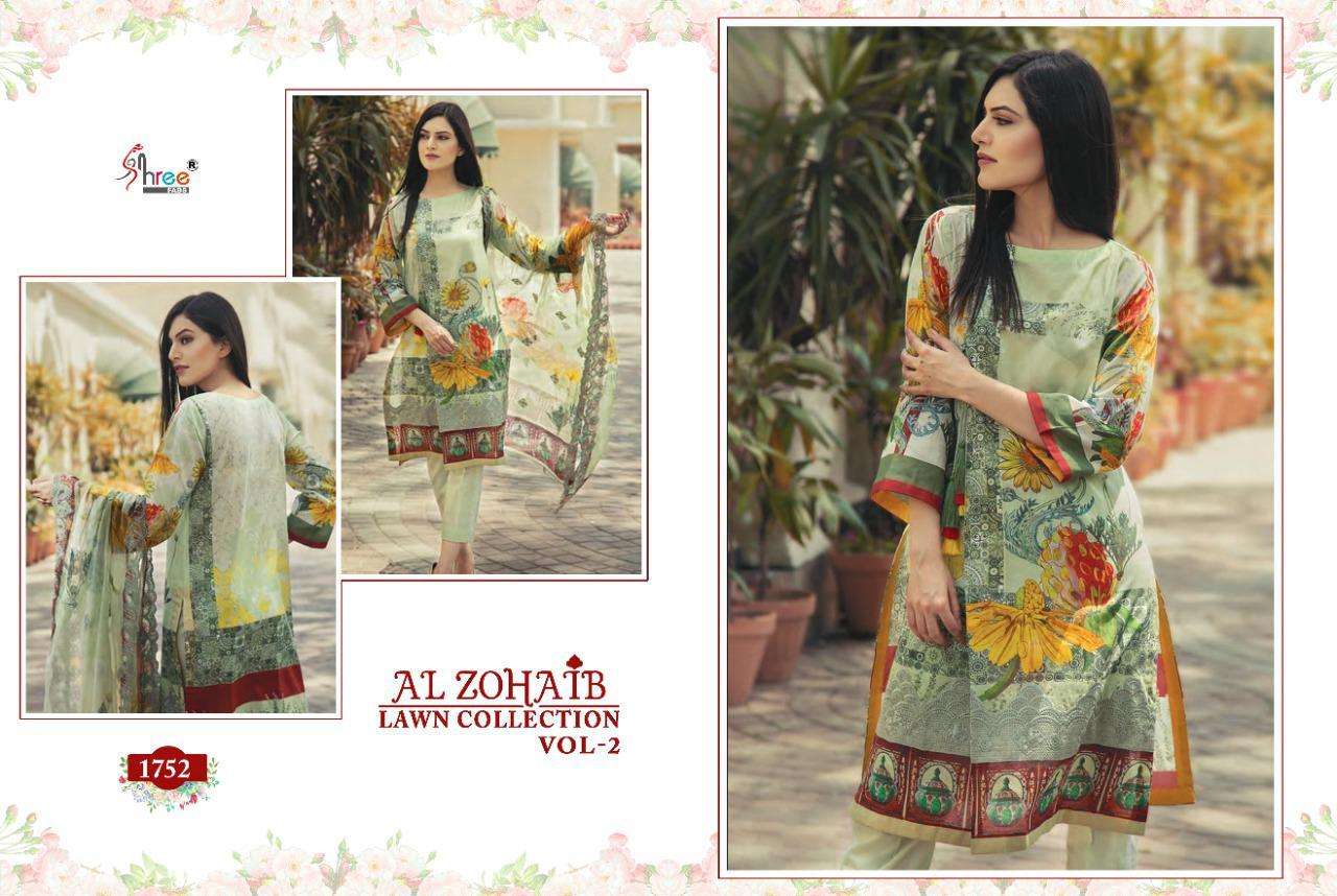 Shree Fabs Al Zohaib Lawn Vol-2 Series 1752-1759 Cotton Pakistani Suit