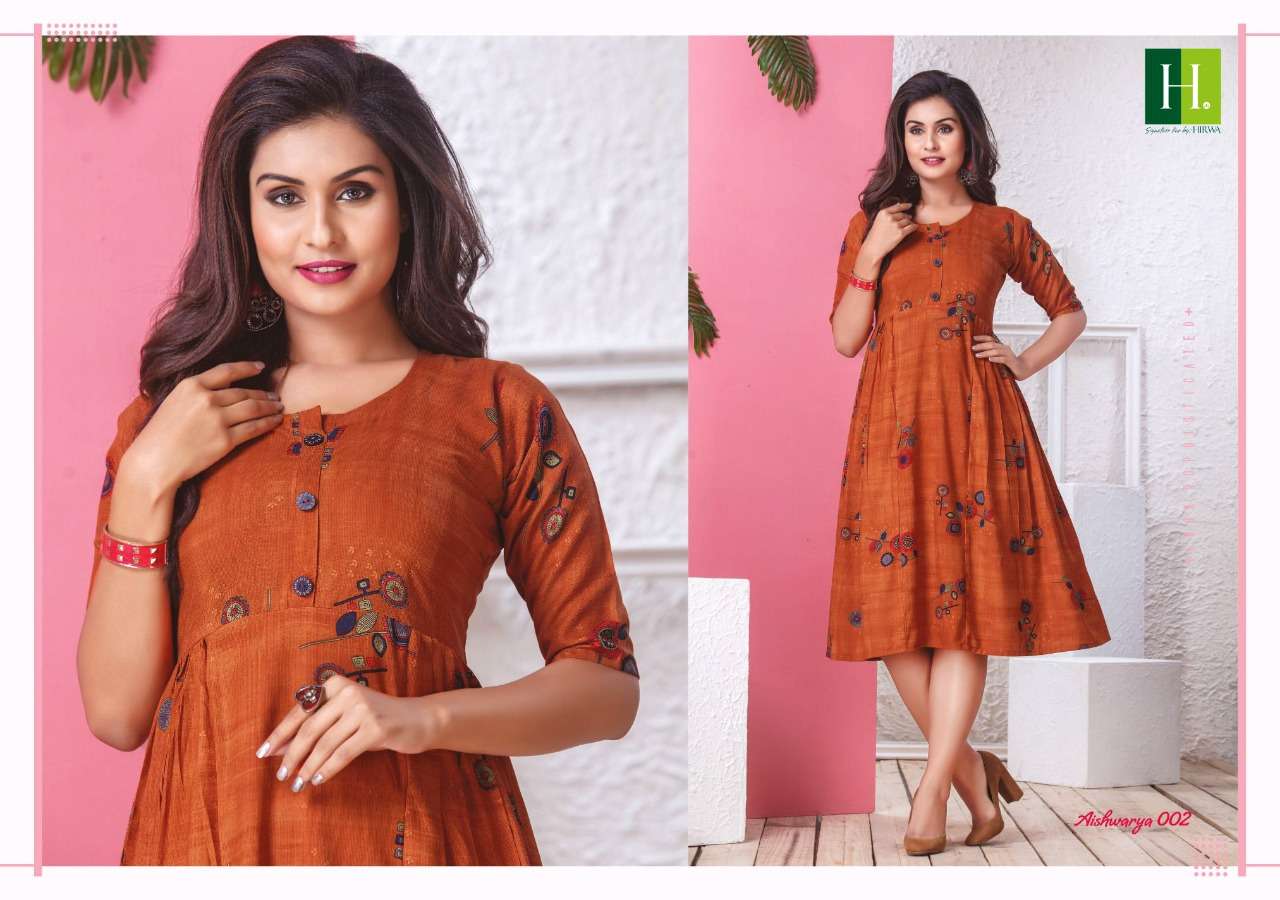 Hirwa Aishwarya Vol-2 Series 001-006 Rayon Anarkali Kurtis