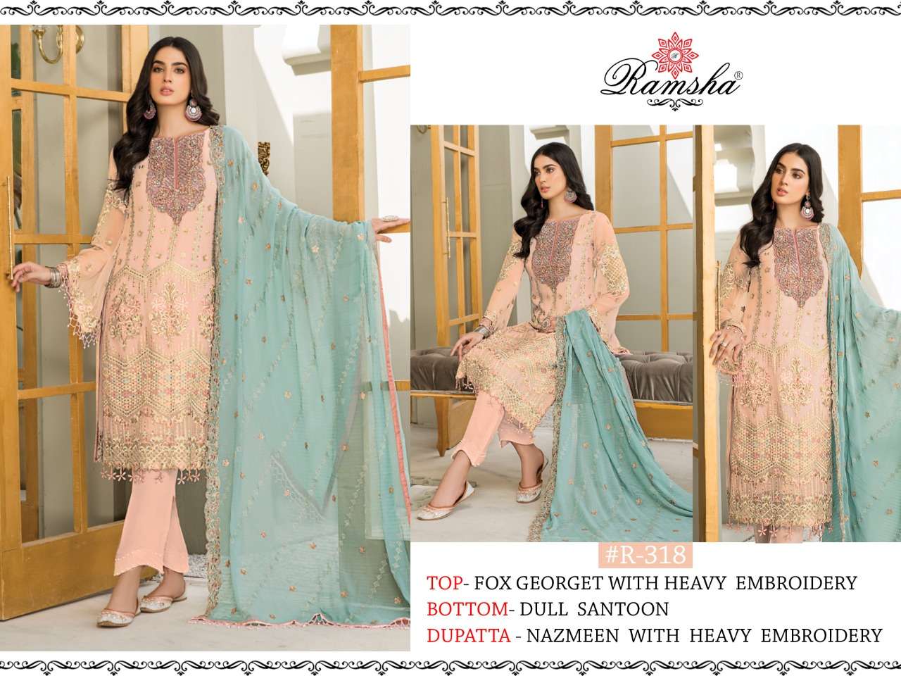 Ramsha Vol 13 Series 315-318 Georgette Embroidery Pakistani Suits