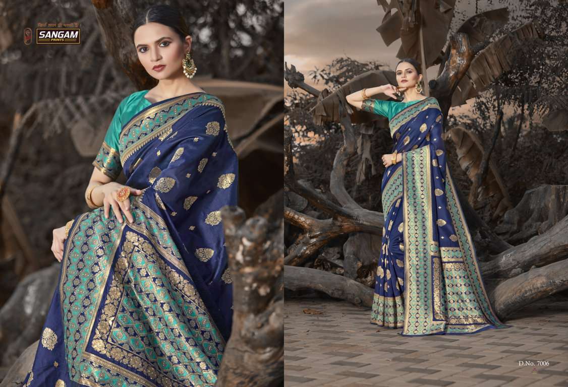 Sangam Prints Priya Anand Siroski Work Silk Saris Wholesaler