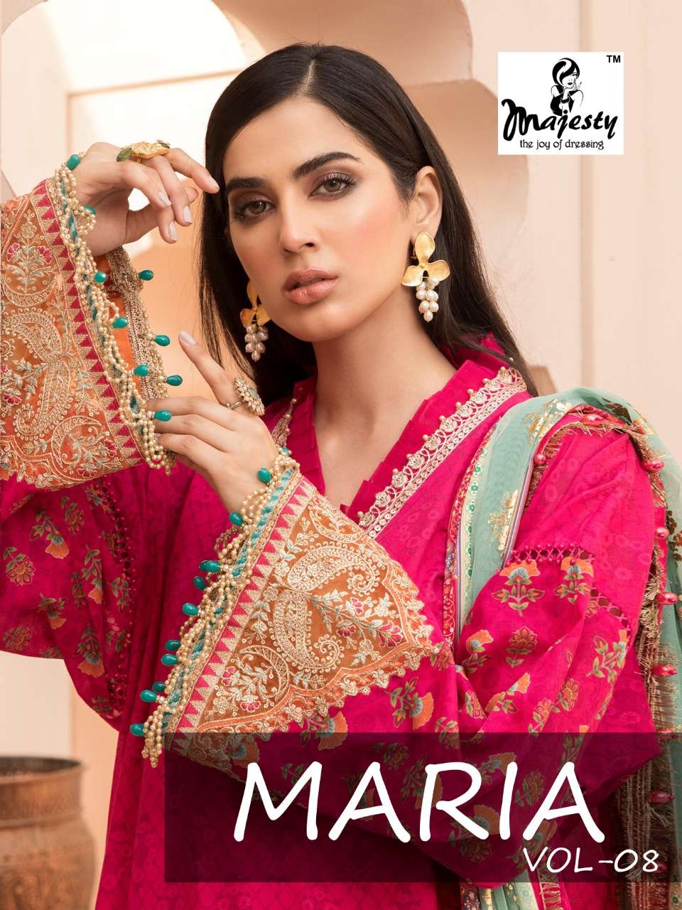 Majesty Maria B Vol 8 Jam Silk Cotton Pakistani Fancy Dresses