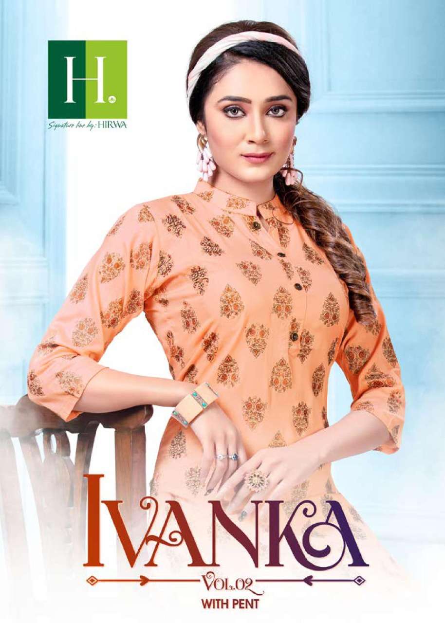 Hirwa Ivanka Vol-2 Series 201-206 Rayon Kurti With Pant