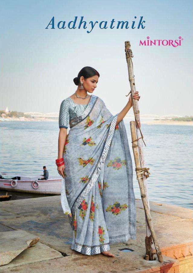Mintorsi Aadhyatmik Weightless Printed Fancy Saree