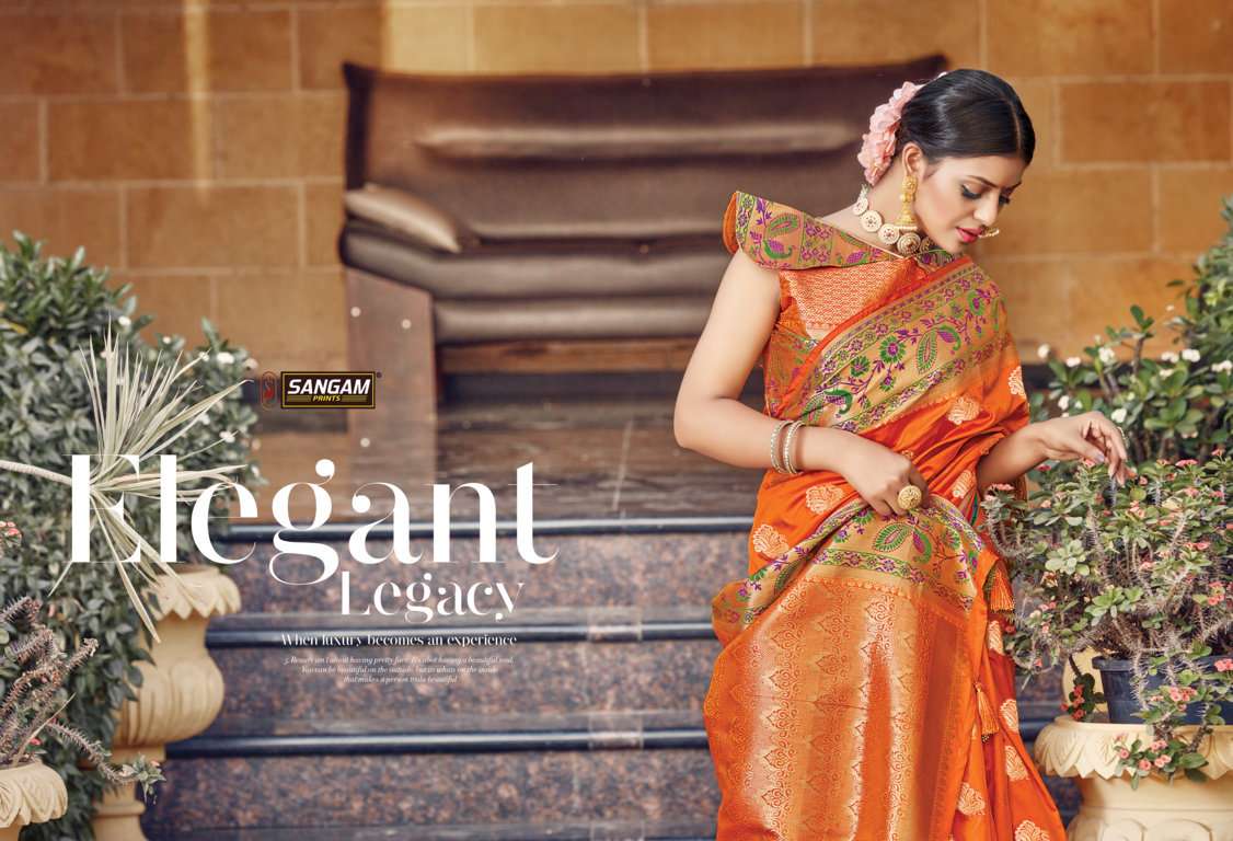 Sangam Prints Tanvika Zari Weaving Fancy Silk Saris Wholesaler