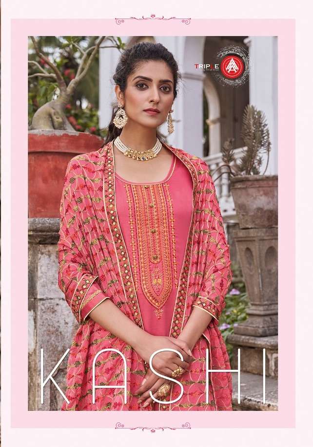 Triple Aaa Kashi Series 621-626 Jam Silk Embroidery Salwar Kameez