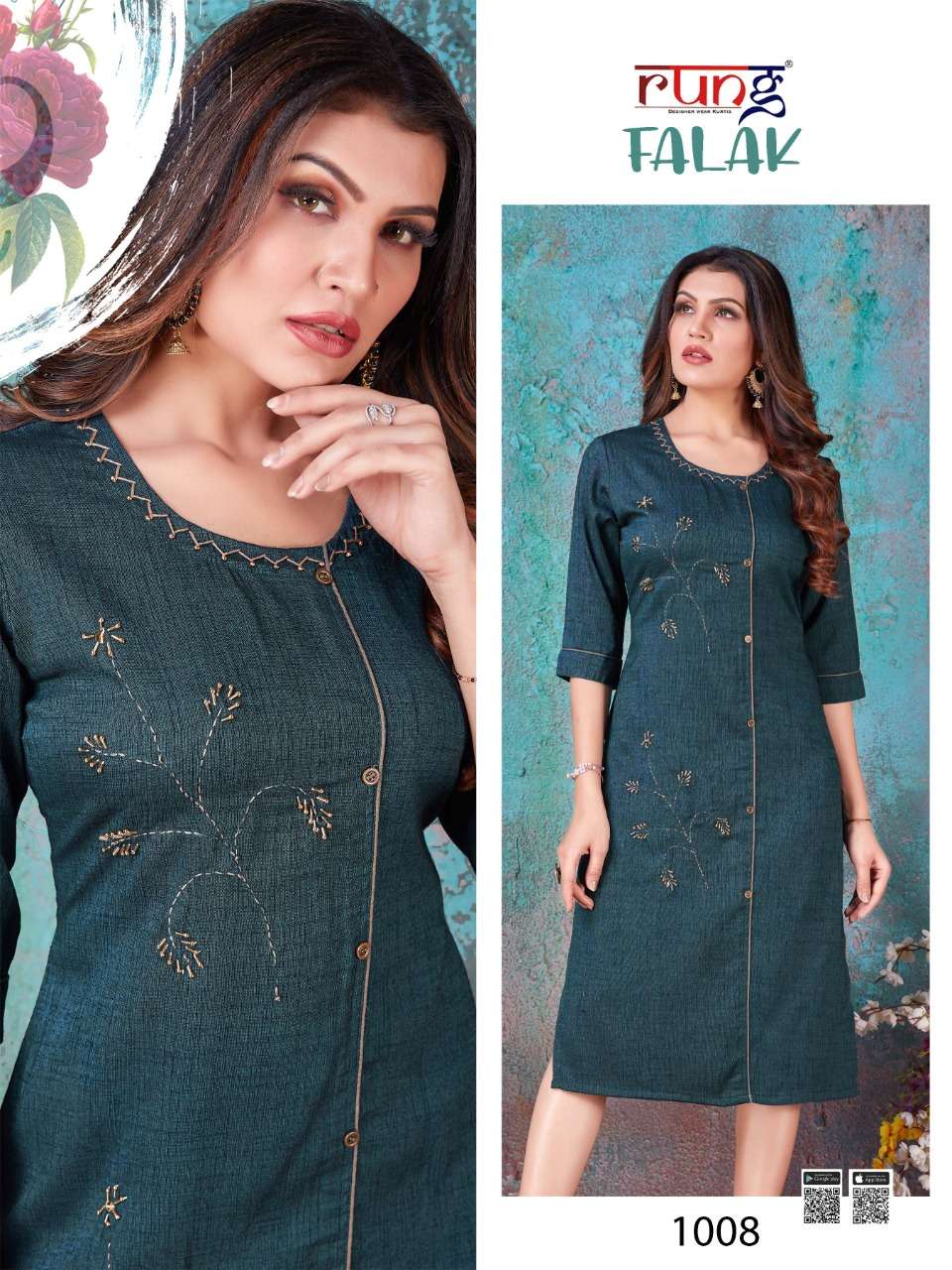 Rung Falak Series 1001-1009 Rayon Printed Daily Wear Kurti