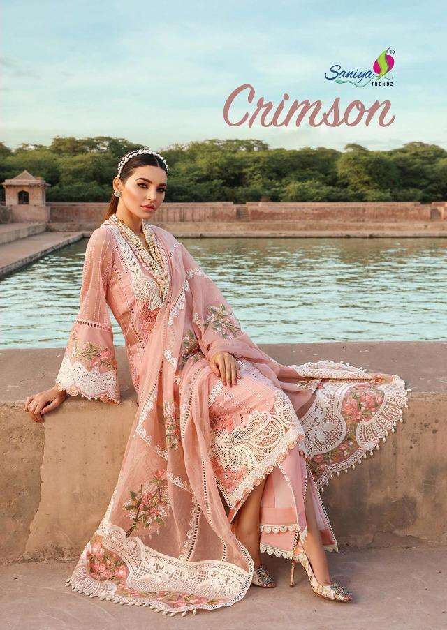 Saniya Crimson-21 Series 401-404 Cambric Chikankari Paksitani Dresses