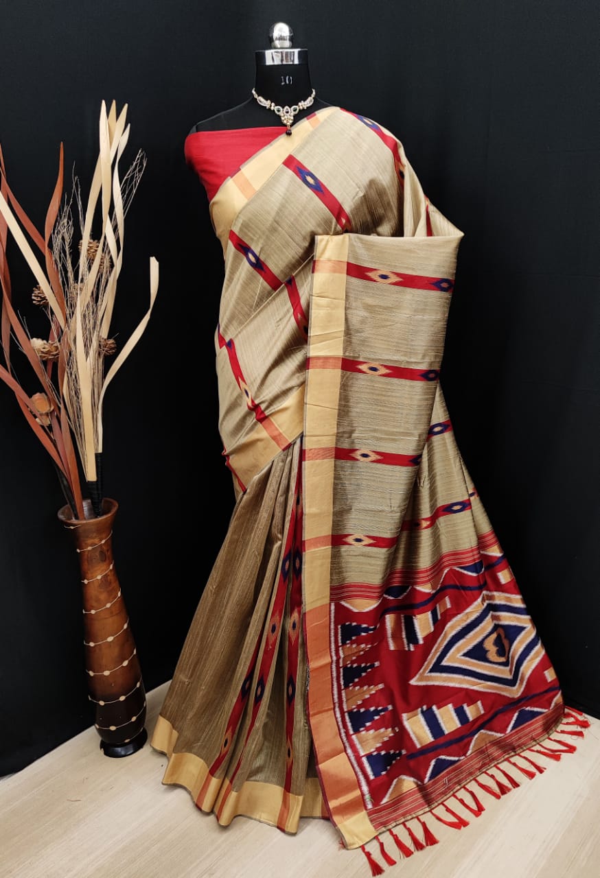 Bt-03 Designer Bhagalpuri Cotton Banarasi Silk Handloom Weaving Saree