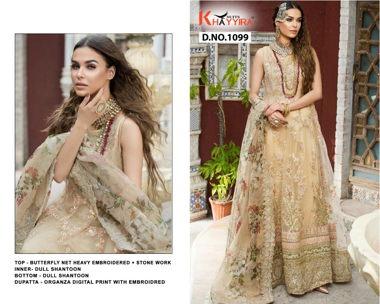 Khayyira Suits Series 1099 Net Pakistani Suit Singles Available