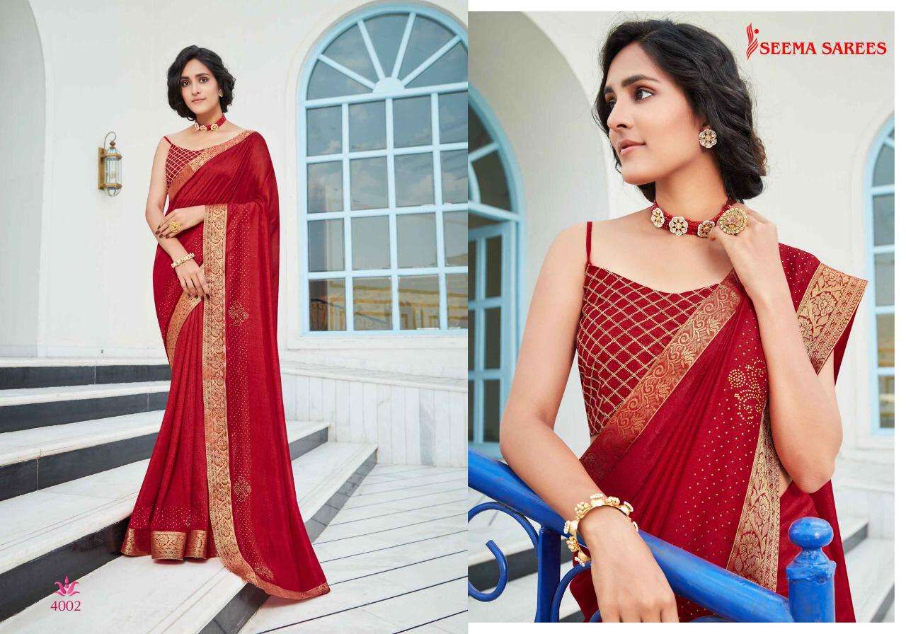 Seema Sarees Rajkanya Vol-5 Series 4001-4008 Pure Vichitra Saree