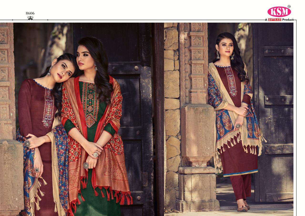 Kothari Ksm Vinaaya Series 8601-8608 Jam Satin Print Suit