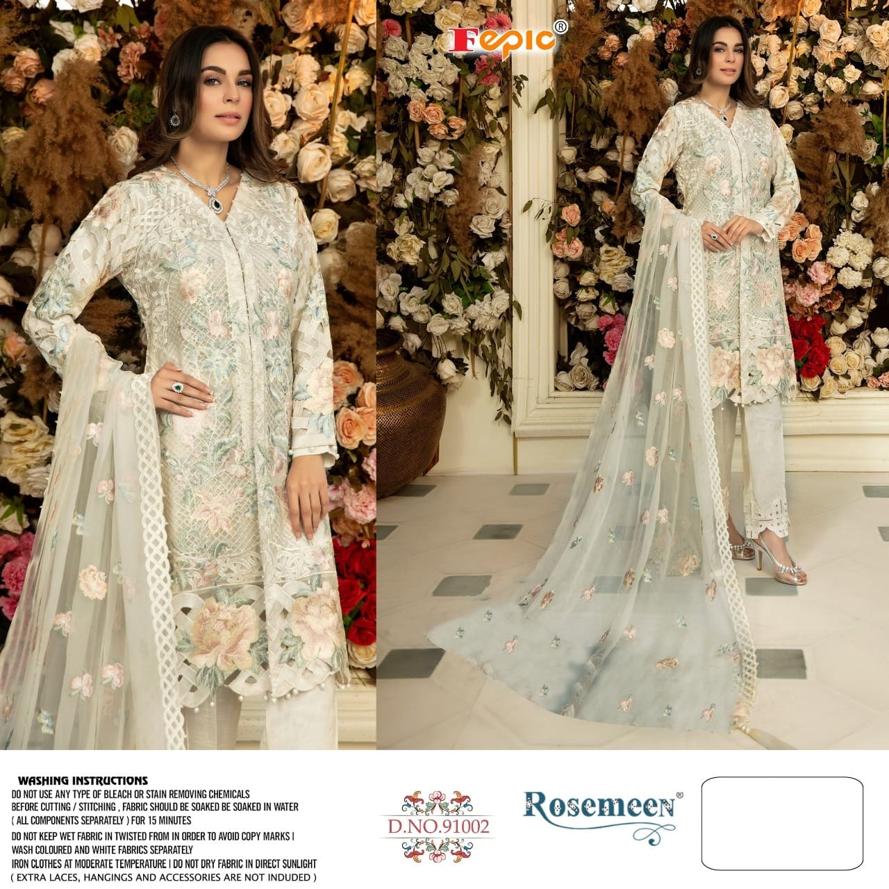 Fepic Rosemeen 91002 Designer Organza Suit