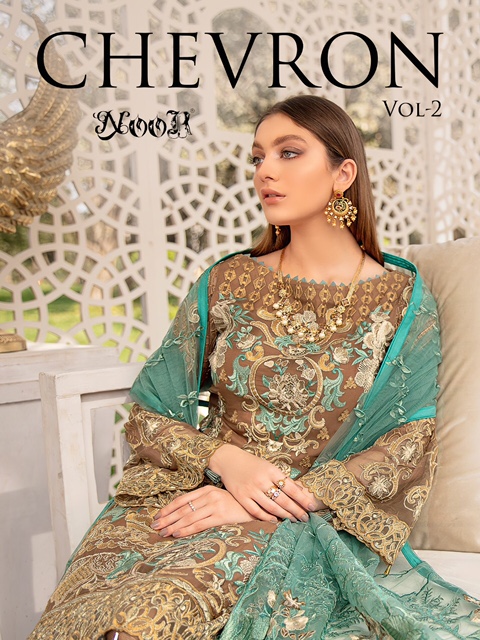 Noor Chevron Vol-2 Series 126-128 Georgette With Heavy Embroidery Suit