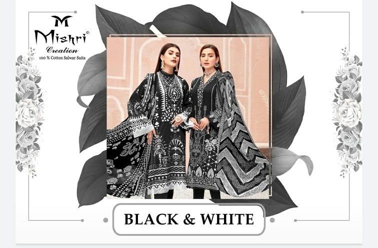 Mishri Creation Black & White Series 1001-1010 Cotton Print Suit