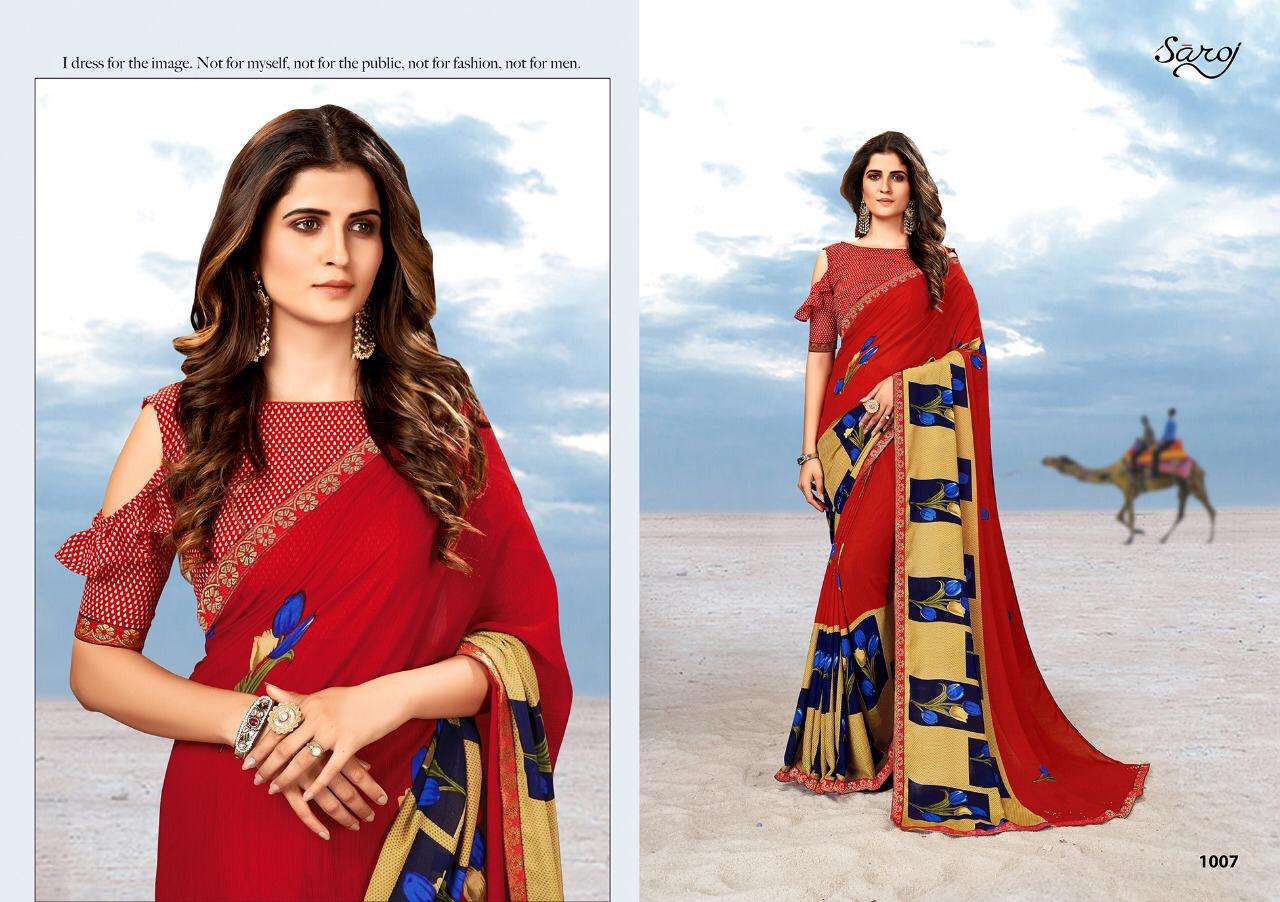 Saroj Megha Series 1001-1010 Georgette Printed Saree