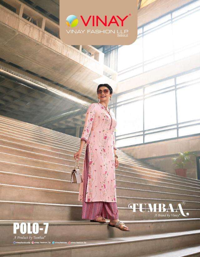 Vinay Tumbaa Polo Vol-7 Series 38941-38948 Rayon Kurti With Plazzo