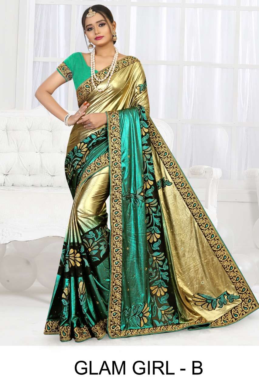 Ranjna Saree Glam Girl Brasso Imported Lycra Party Wear Saree