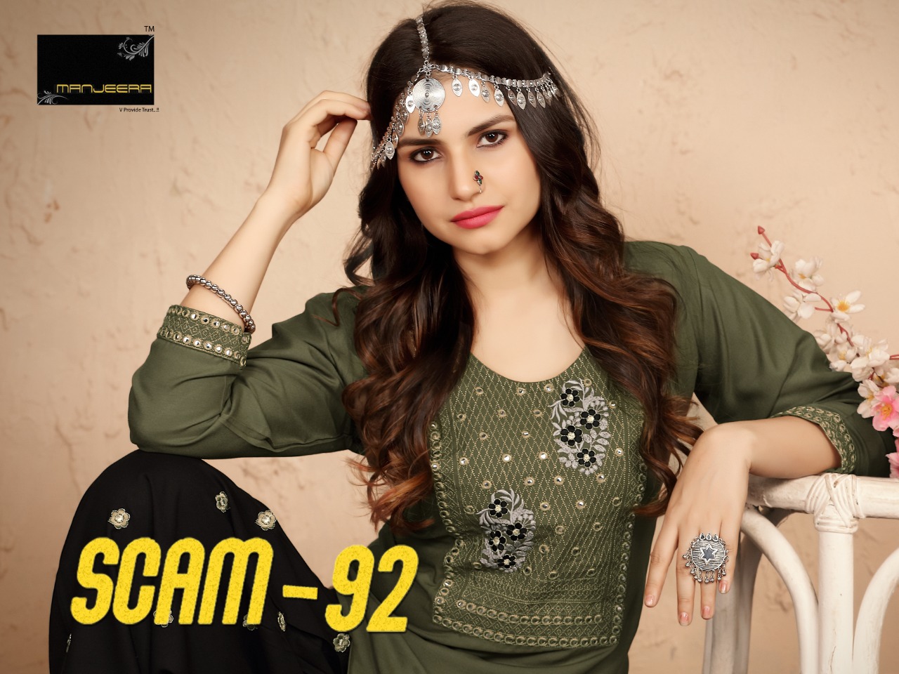 Manjeera Scam 92 Rayon Embroidery Work Suit