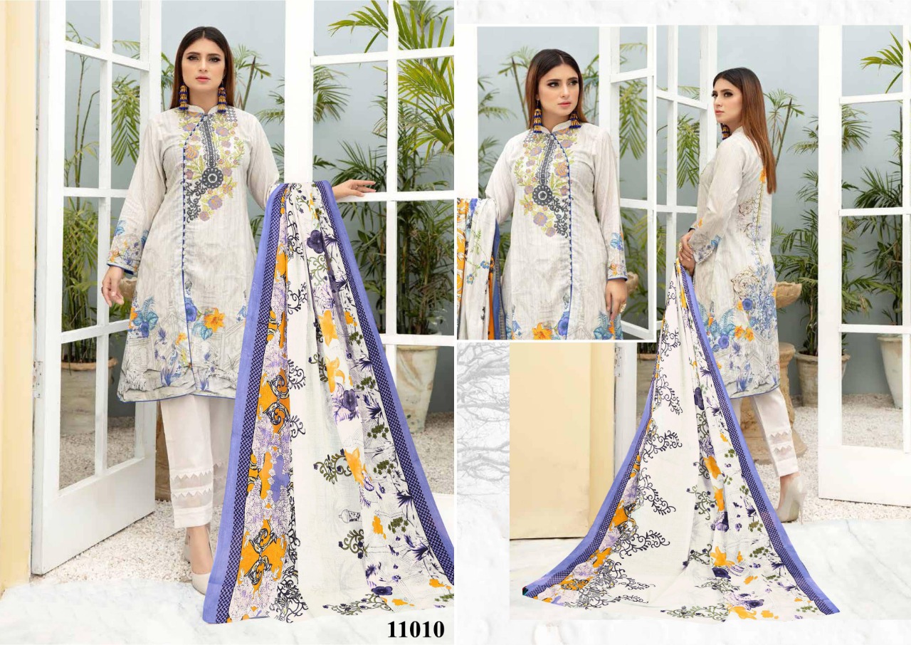 Iris Vol-11 Series 11001-11010 Printed Karachi Cotton Suit