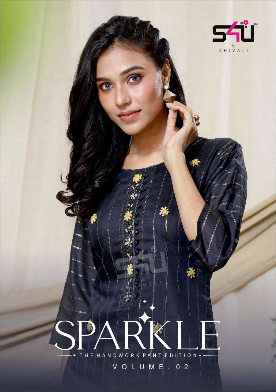 S4u Sparkle Vol-2 Series 201-205 Lurex Indian Ladies Kurta With Pant