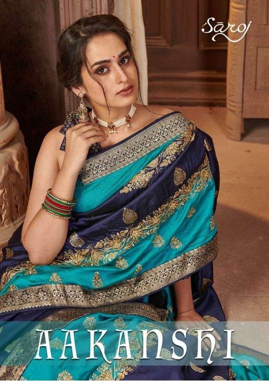 Saroj Aakanshi Series 1001-1008 Vichitra Silk Embroidery Saree