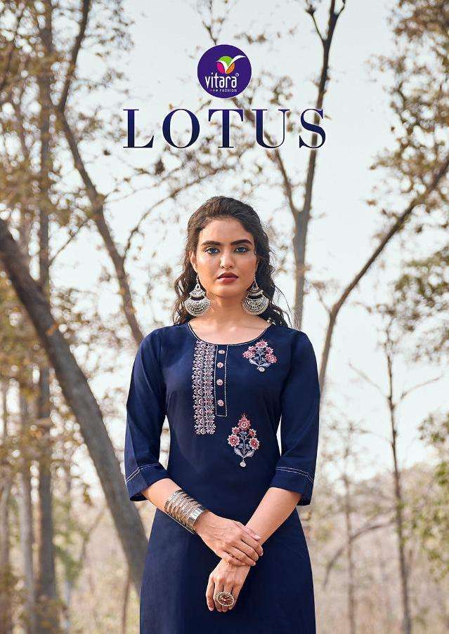 Lotus By Vitara Rayon Embroidery Kurti With Pant Collection