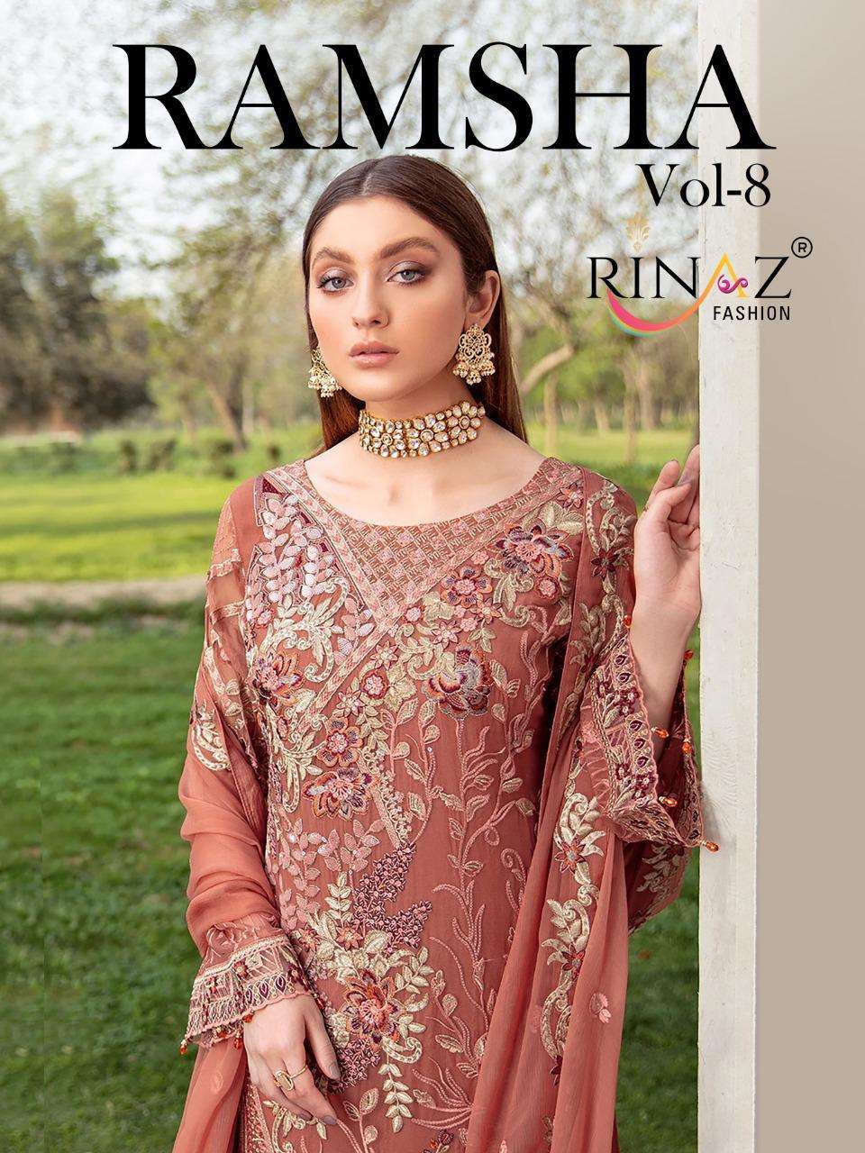 Rinaz Ramsha Vol-8 Series 7401-7405 Georgette Embroidery Pakistani Suit