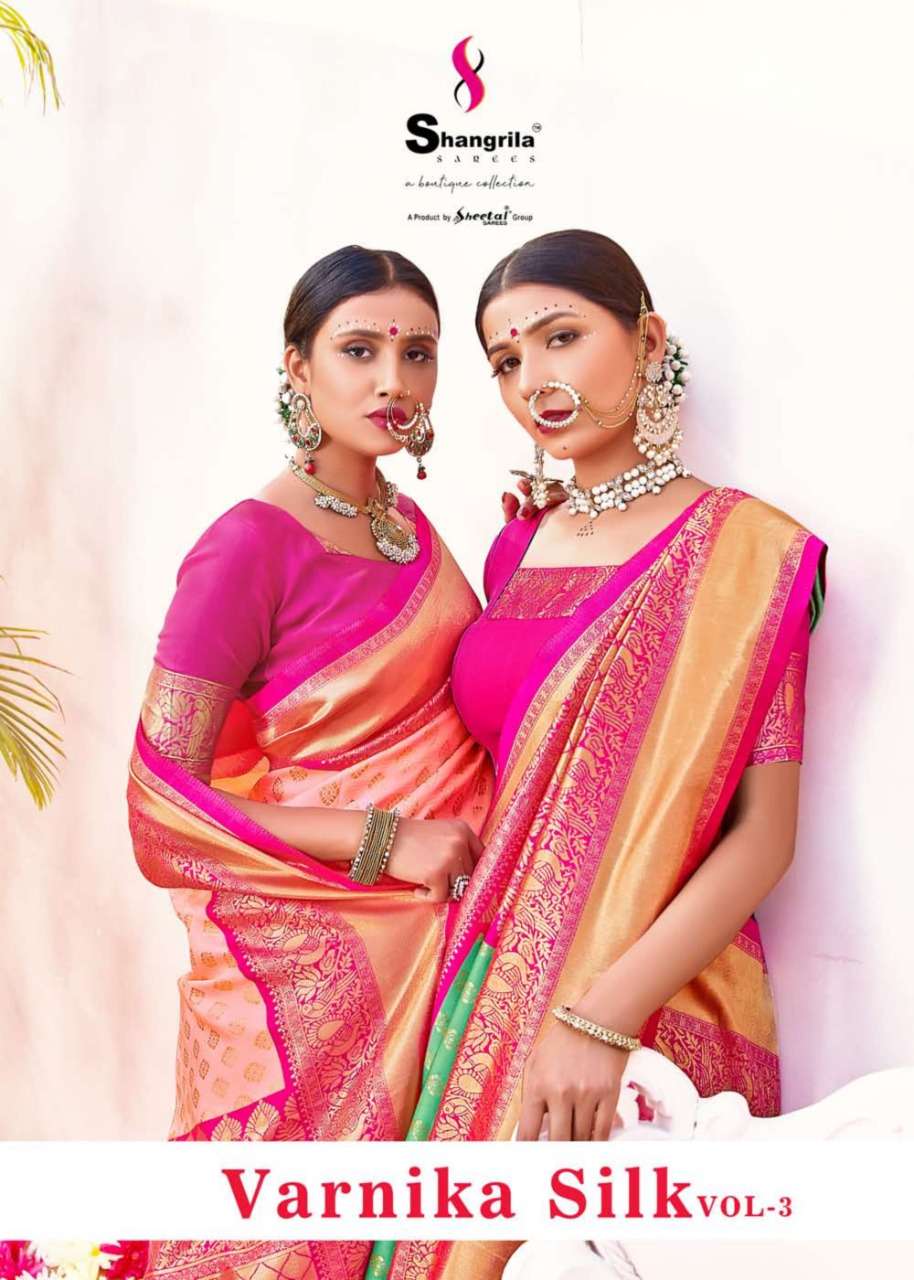 Shangrila Varnika Silk Vol-3 Silky Soft Pastel Color Weaving Rich Pallu Saree