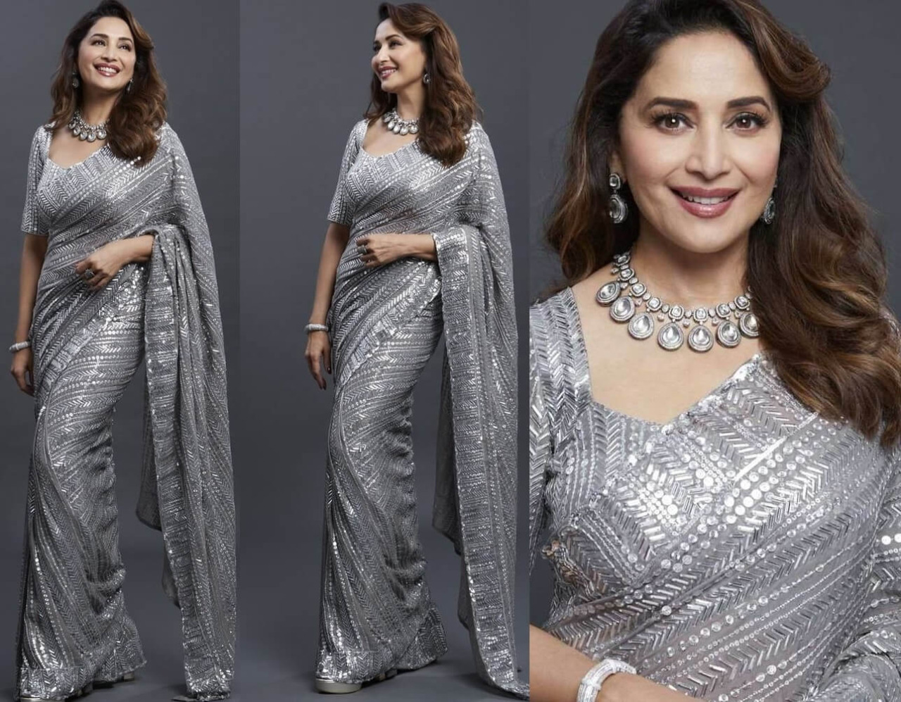 Bt-16 New Blockbuster Bollywood Madhuri Dixit Design Launching Georgette  Saree