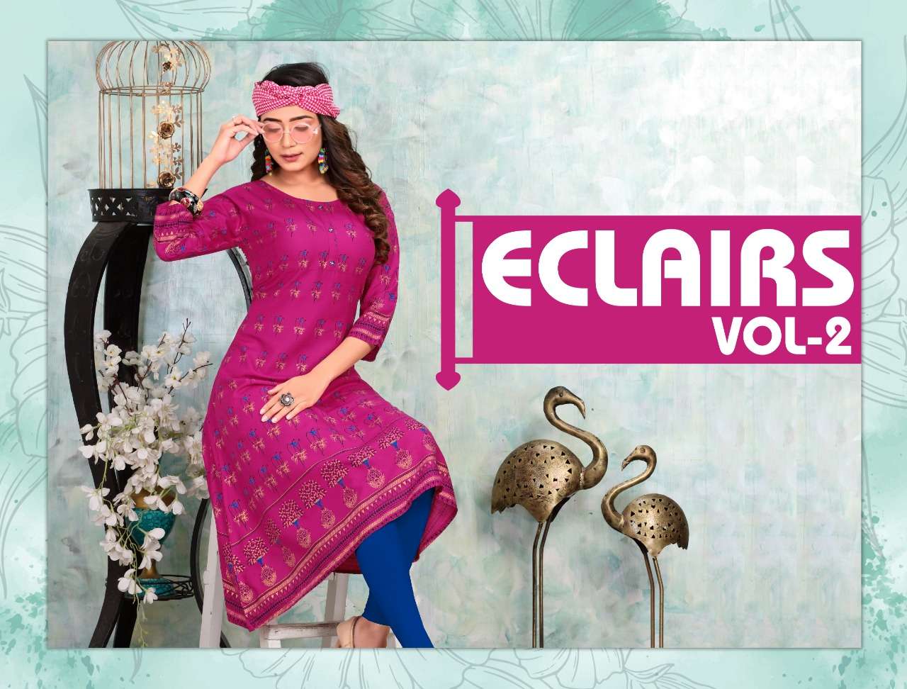 Eclairs Vol.2 By Trendy Heavy Rayon Gold Print Kurti