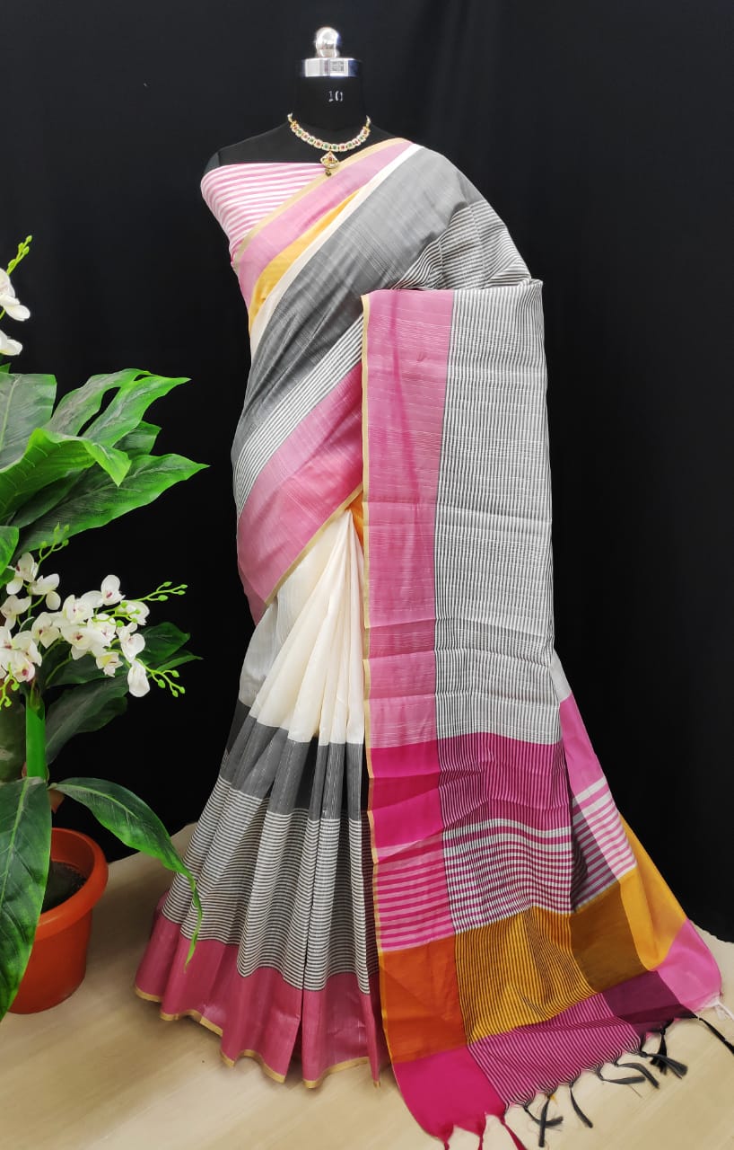 Bt-03 Designer Raw Silk Saree