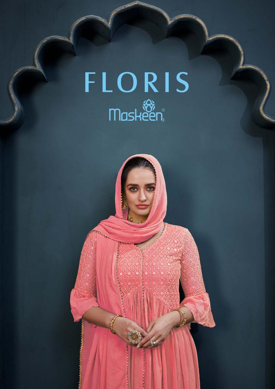 Maskeen Floris Heavy Georgette Suit With Embroidery And Mirror Work