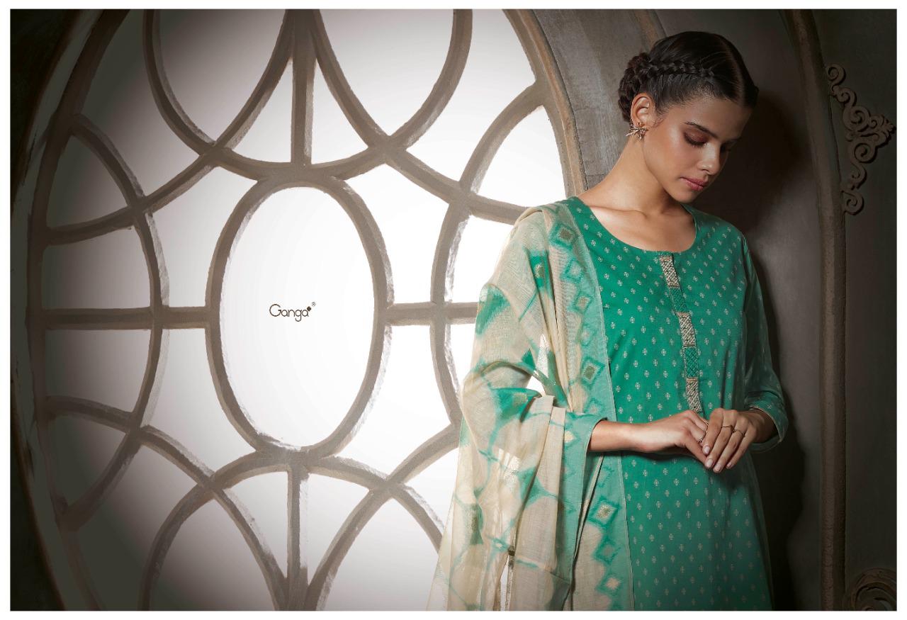 Ganga Caleo Superior Cotton Printed Suit With Embroidery And Handwork