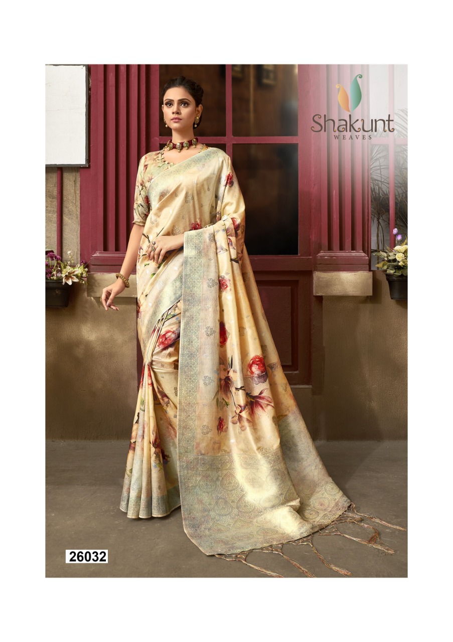 Shakunt Kavyani Series 26031-26034 Silk Weaving Digital Print Saree