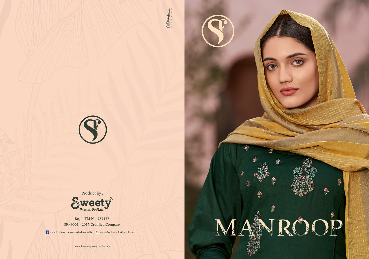 Sweety Fashion Manroop Series 1001-1008 Jam Satin Embroidery Suit