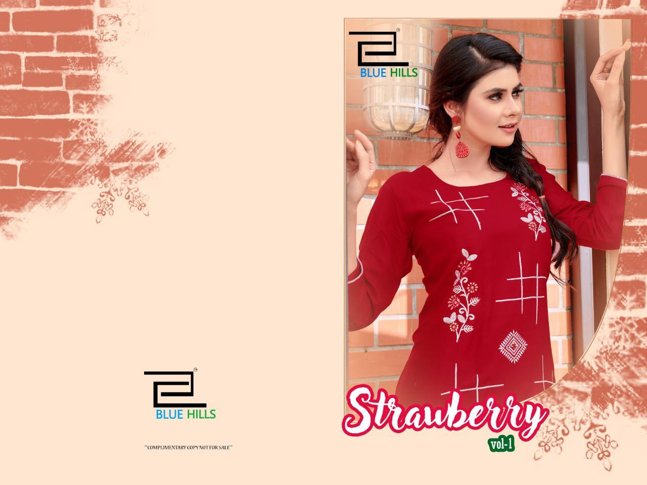 Blue Hills Strawberry Vol-1 Printed Rayon Slub Kurti